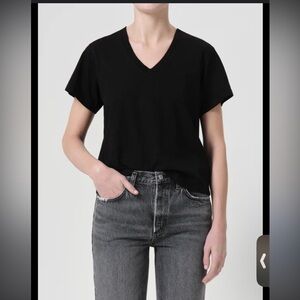 Agolde Jones Black V-Neck T-Shirt Women’s M Minimalist Cotton‎ Tee